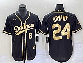 Men's Los Angeles Dodgers Front #8 Back #24 Kobe Bryant Black Gold Cool Base Stitched Baseball Jersey,baseball caps,new era cap wholesale,wholesale hats