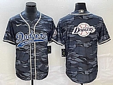 Men's Los Angeles Dodgers Gray Camo Team Big Logo Cool Base With Patch Stitched Baseball Jersey,baseball caps,new era cap wholesale,wholesale hats
