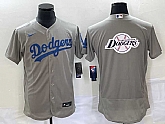 Men's Los Angeles Dodgers Gray Team Big Logo Flex Base Stitched Baseball Jersey,baseball caps,new era cap wholesale,wholesale hats
