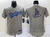 Men's Los Angeles Dodgers Gray Team Big Logo Flex Base Stitched Baseball Jerseys,baseball caps,new era cap wholesale,wholesale hats