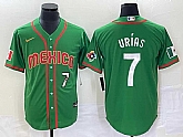 Men's Mexico Baseball #7 Julio Urias Number 2023 Green World Classic Stitched Jersey,baseball caps,new era cap wholesale,wholesale hats