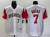 Men's Mexico Baseball #7 Julio Urias Number 2023 White Red World Classic Stitched Jersey 17,baseball caps,new era cap wholesale,wholesale hats