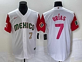 Men's Mexico Baseball #7 Julio Urias Number 2023 White Red World Classic Stitched Jersey 27,baseball caps,new era cap wholesale,wholesale hats