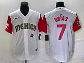 Men's Mexico Baseball #7 Julio Urias Number 2023 White Red World Classic Stitched Jersey 31,baseball caps,new era cap wholesale,wholesale hats