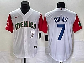 Men's Mexico Baseball #7 Julio Urias Number 2023 White Red World Classic Stitched Jersey,baseball caps,new era cap wholesale,wholesale hats
