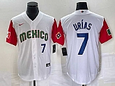 Men's Mexico Baseball #7 Julio Urias Number 2023 White Red World Classic Stitched Jersey1,baseball caps,new era cap wholesale,wholesale hats