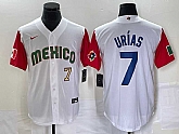 Men's Mexico Baseball #7 Julio Urias Number 2023 White Red World Classic Stitched Jersey2,baseball caps,new era cap wholesale,wholesale hats