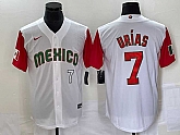 Men's Mexico Baseball #7 Julio Urias Number 2023 White Red World Classic Stitched Jersey20,baseball caps,new era cap wholesale,wholesale hats