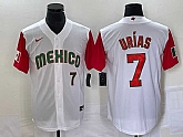 Men's Mexico Baseball #7 Julio Urias Number 2023 White Red World Classic Stitched Jersey21,baseball caps,new era cap wholesale,wholesale hats