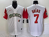 Men's Mexico Baseball #7 Julio Urias Number 2023 White Red World Classic Stitched Jersey23,baseball caps,new era cap wholesale,wholesale hats