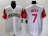 Men's Mexico Baseball #7 Julio Urias Number 2023 White Red World Classic Stitched Jersey25,baseball caps,new era cap wholesale,wholesale hats