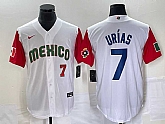 Men's Mexico Baseball #7 Julio Urias Number 2023 White Red World Classic Stitched Jersey3,baseball caps,new era cap wholesale,wholesale hats
