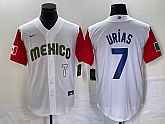 Men's Mexico Baseball #7 Julio Urias Number 2023 White Red World Classic Stitched Jersey4,baseball caps,new era cap wholesale,wholesale hats