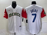Men's Mexico Baseball #7 Julio Urias Number 2023 White Red World Classic Stitched Jersey6,baseball caps,new era cap wholesale,wholesale hats