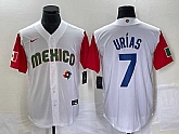 Men's Mexico Baseball #7 Julio Urias Number 2023 White Red World Classic Stitched Jersey7,baseball caps,new era cap wholesale,wholesale hats