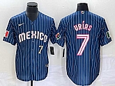 Men's Mexico Baseball #7 Julio Urias Number Navy Blue Pinstripe 2020 World Series Cool Base Nike Jersey 1,baseball caps,new era cap wholesale,wholesale hats