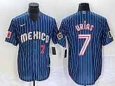 Men's Mexico Baseball #7 Julio Urias Number Navy Blue Pinstripe 2020 World Series Cool Base Nike Jersey3,baseball caps,new era cap wholesale,wholesale hats