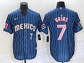 Men's Mexico Baseball #7 Julio Urias Number Navy Blue Pinstripe 2020 World Series Cool Base Nike Jersey4,baseball caps,new era cap wholesale,wholesale hats