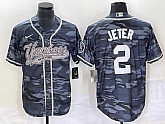 Men's New York Yankees #2 Derek Jeter Grey Camo Cool Base With Patch Stitched Baseball Jersey,baseball caps,new era cap wholesale,wholesale hats