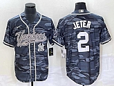 Men's New York Yankees #2 Derek Jeter Grey Camo Cool Base With Patch Stitched Baseball Jerseys,baseball caps,new era cap wholesale,wholesale hats