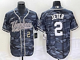 Men's New York Yankees #2 Derek Jeter Number Grey Camo Cool Base With Patch Stitched Baseball Jersey,baseball caps,new era cap wholesale,wholesale hats