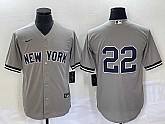 Men's New York Yankees #22 Harrison Bader No Name Grey Cool Base Stitched Baseball Jersey,baseball caps,new era cap wholesale,wholesale hats