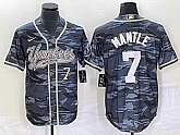 Men's New York Yankees #7 Mickey Mantle Number Grey Camo Cool Base With Patch Stitched Baseball Jersey,baseball caps,new era cap wholesale,wholesale hats