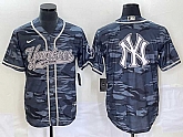 Men's New York Yankees Gray Camo Team Big Logo With Patch Cool Base Stitched Baseball Jersey,baseball caps,new era cap wholesale,wholesale hats