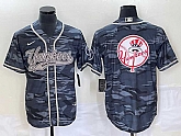 Men's New York Yankees Gray Camo Team Big Logo With Patch Cool Base Stitched Baseball Jerseys,baseball caps,new era cap wholesale,wholesale hats