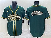 Men's Oakland Athletics Green Team Big Logo Cool Base Stitched Baseball Jersey 002