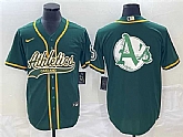 Men's Oakland Athletics Green Team Big Logo Cool Base Stitched Baseball Jersey 003