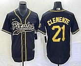 Men's Pittsburgh Pirates #21 Roberto Clemente Black Cool Base Stitched Baseball Jersey,baseball caps,new era cap wholesale,wholesale hats