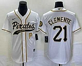 Men's Pittsburgh Pirates #21 Roberto Clemente Number White Cool Base Stitched Baseball Jersey,baseball caps,new era cap wholesale,wholesale hats