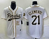 Men's Pittsburgh Pirates #21 Roberto Clemente Number White Cool Base Stitched Baseball Jerseys,baseball caps,new era cap wholesale,wholesale hats