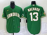 Men's San Diego Padres #13 Manny Machado Green Cool Base Stitched Baseball Jersey,baseball caps,new era cap wholesale,wholesale hats