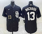 Men's San Diego Padres #13 Manny Machado Number Black 2023 Cool Base Stitched Jersey,baseball caps,new era cap wholesale,wholesale hats