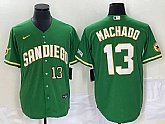 Men's San Diego Padres #13 Manny Machado Number Green Cool Base Stitched Baseball Jersey,baseball caps,new era cap wholesale,wholesale hats