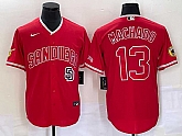 Men's San Diego Padres #13 Manny Machado Red NEW 2023 Cool Base Stitched Jersey,baseball caps,new era cap wholesale,wholesale hats
