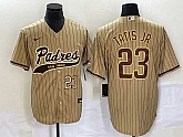 Men's San Diego Padres #23 Fernando Tatis Jr Number Tan NEW 2023 Cool Base Stitched Jersey,baseball caps,new era cap wholesale,wholesale hats