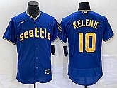 Men's Seattle Mariners #10 Jarred Kelenic Blue 2023 City Connect Flex Base Stitched Jersey,baseball caps,new era cap wholesale,wholesale hats