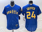 Men's Seattle Mariners #24 Ken Griffey Blue 2023 City Connect Flex Base Stitched Jersey,baseball caps,new era cap wholesale,wholesale hats