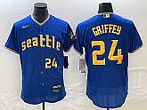 Men's Seattle Mariners #24 Ken Griffey Number Blue 2023 City Connect Flex Base Stitched Jerseys,baseball caps,new era cap wholesale,wholesale hats