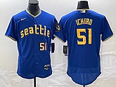 Men's Seattle Mariners #51 Ichiro Suzuki Number Blue 2023 City Connect Flex Base Stitched Jerseys,baseball caps,new era cap wholesale,wholesale hats
