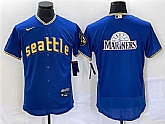 Men's Seattle Mariners Royal Team Big Logo 2023 City Connect Flex Base Stitched Jersey,baseball caps,new era cap wholesale,wholesale hats