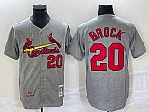 Men's St Louis Cardinals #20 Lou Brock Grey Wool Stitched Throwback Jersey,baseball caps,new era cap wholesale,wholesale hats