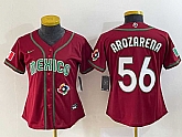 Women's Mexico Baseball #56 Randy Arozarena 2023 Red World Classic Stitched Jersey,baseball caps,new era cap wholesale,wholesale hats