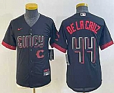 Youth Cincinnati Reds #44 Elly De La Cruz Black 2023 City Connect Cool Base Stitched Jersey,baseball caps,new era cap wholesale,wholesale hats