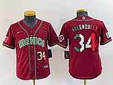Youth Mexico Baseball #34 Fernando Valenzuela 2023 Red World Classic Stitched Jersey 5