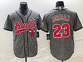 Men's Chicago Bulls #23 Michael Jordan Grey Gridiron Cool Base Stitched Baseball Jersey,baseball caps,new era cap wholesale,wholesale hats