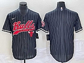 Men's Chicago Bulls Blank Black Pinstripe Cool Base Stitched Baseball Jersey,baseball caps,new era cap wholesale,wholesale hats
